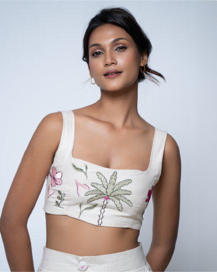 Amalfi Bloom Embroidery Panel Top