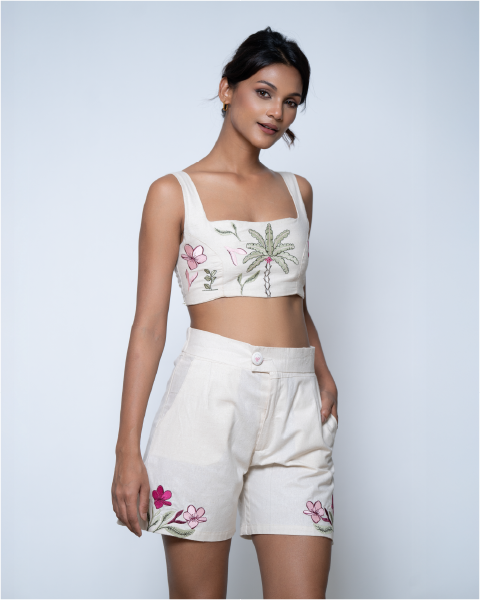 Amalfi Bloom Embroidery Panel Top