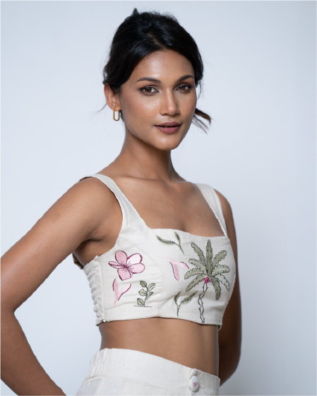 Amalfi Bloom Embroidery Panel Top