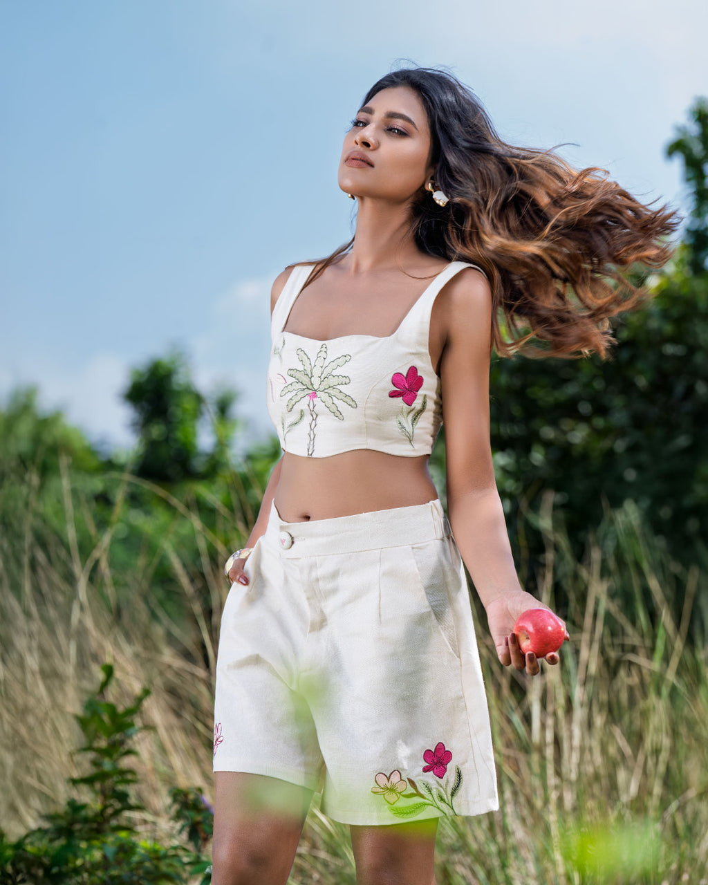 Amalfi Bloom Embroidery Panel Top